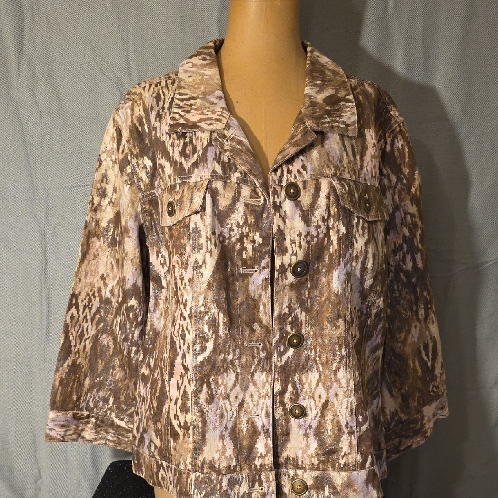 Chico's Brown and Cream Textured Jacket